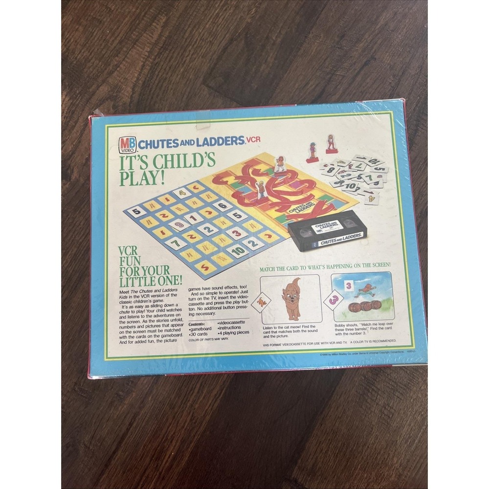 Chutes and Ladders VCR Board Game with‎ VHS - Milton Bradley 1986 Sealed NEW Y2K - Picture 3 of 5